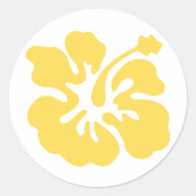 yellow hibiscus flower 2 round stickers