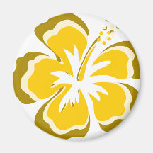 Yellow hibiscus flower fridge magnets