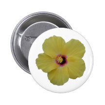 Yellow Hibiscus Flower Pinback Buttons