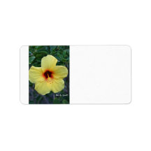 yellow hibiscus personalized address labels