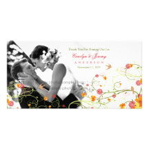 Yellow Hibiscus Swirls Spring Wedding Thank You Personalized Photo Card