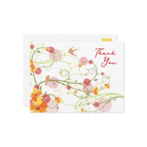 Yellow Hibiscus Swirls Spring Wedding Thank You