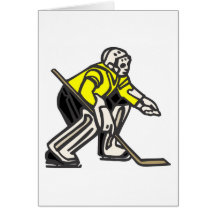 Yellow Hockey Goalie Greeting Cards