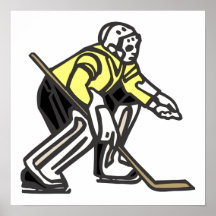 Yellow Hockey Goalie Poster