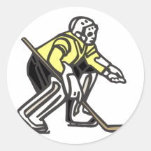 Yellow Hockey Goalie Round Sticker