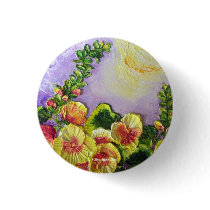 Yellow Hollyhocks Pinback Button
