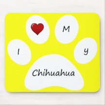 Yellow I Love My Chihuahua Mouse Pad