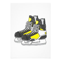 Yellow Ice Hockey Skates Personalized Announcement