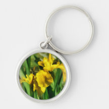 Yellow Japanese Irises Keychain