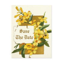 Yellow jasmine flowers wedding Save the Date Postcards