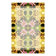 Yellow Kaleidoscope Wheel Lined Stationery