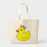 Yellow King Rubber Duck Tote Bags