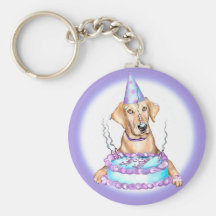 Yellow Lab Cake Face Birthday Keychains