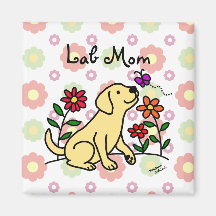 Yellow Lab Mom & Green Floral Magnet