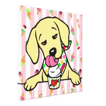 Yellow Lab Puppy Ice Cream Gallery Wrapped Canvas