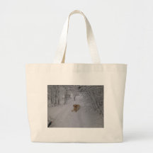Yellow Lab Relaxing in Fresh Winter Snow Canvas Bag