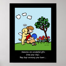 Yellow Labrador Angel with Love Cartoon 2 Posters