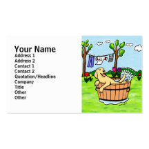 Yellow Labrador Bathing Cartoon Business Card