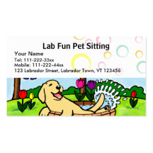 Yellow Labrador Bathing Cartoon Business Card Template