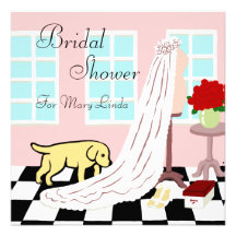 Yellow Labrador Bridal Shower Announcements