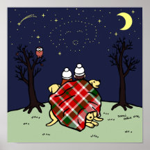 Yellow Labrador Family and Starry Sky Posters