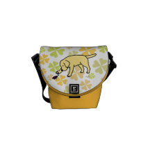 Yellow Labrador Friendly with Clovers Messenger Bags
