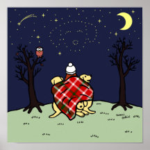 Yellow Labrador Mom and Starry Sky Poster