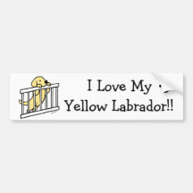 Yellow Labrador Puppy Cartoon Bumper Stickers