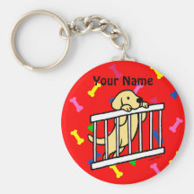Yellow Labrador Puppy Cartoon Key Chain