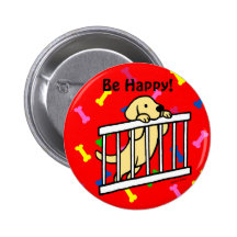 Yellow Labrador Puppy Cartoon Pinback Buttons