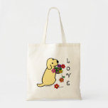 Yellow Labrador Puppy Flower Basket Cartoon Tote Bags