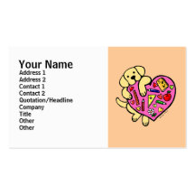 Yellow Labrador & Teacher's Heart Cartoon Business Cards
