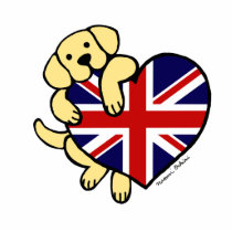 Yellow Labrador & UK Flag Heart 2 Cartoon Photo Cutout