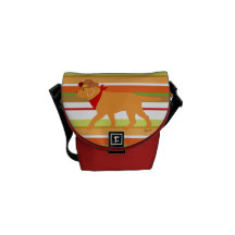 Yellow Labrador Walking Cartoon Messenger Bags