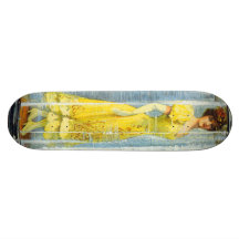 Yellow Lady in Glass Tube Skate Board Deck