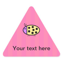 Yellow ladybug with pink stripes triangle sticker
