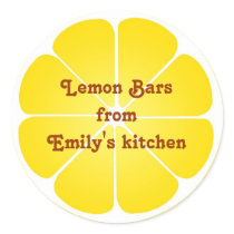 Yellow lemon party favour label seal jar top round