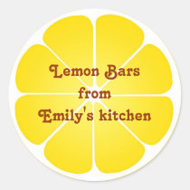 Yellow lemon party favour label seal jar top round stickers