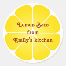 Yellow lemon party favour label seal jar top round round sticker