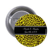 Yellow leopard wedding favors button