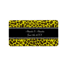 Yellow leopard wedding favors personalized address label