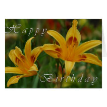 Yellow Lillies Birthday Card