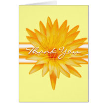 Yellow lilly - wedding thank you card with photo