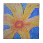 Yellow Lily on Blue tiles