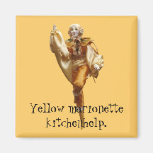 yellow marionette kitchenhelp fridge magnet