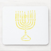 Yellow Menorah Mouse Pads