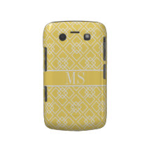 Yellow Monogram Geometric Diamond Pattern Blackberry Bold Covers
