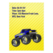 Yellow Monster Truck Invitation