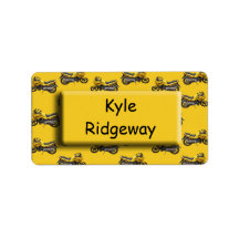 Yellow motorcycle - Boys school name label