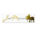 Yellow Mum Just Married - Yellow/Black text Bumper Sticker